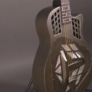 National T-14 Cutaway Tricone, Weathered Steel