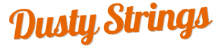 Dusty Strings logo in orange script